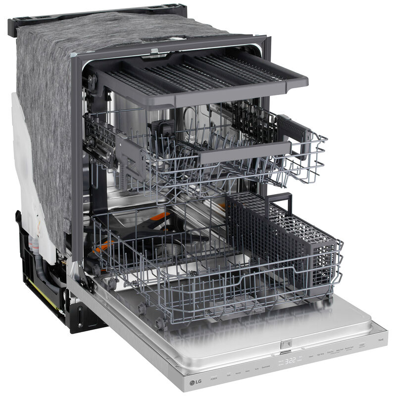 LG 24 in. Top Control Flush-Mount Smart Dishwasher with 46 dBA Sound Level, 3rd-Rack, AutoVent Dry & Pocket Handle - PrintProof Stainless Steel, , hires