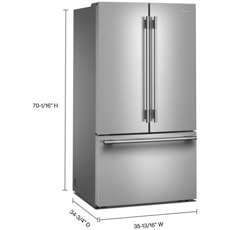 KitchenAid 36 in. 30.5 cu. ft. French Door Refrigerator with Internal Water Dispenser - Stainless Steel with PrintShield Finish, , hires