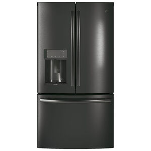 GE Profile 36 in. 22.1 cu. ft. Counter Depth French Door Refrigerator with External Ice & Water Dispenser - Black Stainless Steel, Black Stainless Steel, hires