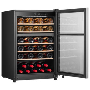 Frigidaire 22 in. Freestanding Wine Cooler with Wood Racks, Dual Temperature Zones & 45-Bottle Capacity - Stainless Steel, , hires