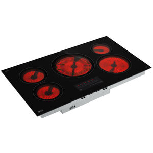 LG 36 in. 5-Burner Smart Electric Cooktop with Simmer Burner & Power Burner - Black, , hires