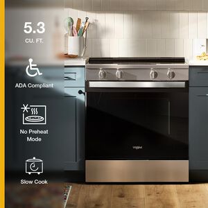 Whirlpool 30 in. 5.3 cu. ft. Smart Air-Fry Electric Range with Radiant Burners - Stainless Steel, , hires