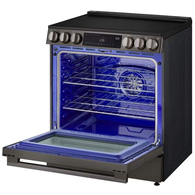 LG 30 in. 6.3 cu.ft. Smart Air-Fry True European Convection Slide-In Electric Range with Radiant Burners - Black Stainless Steel, , hires