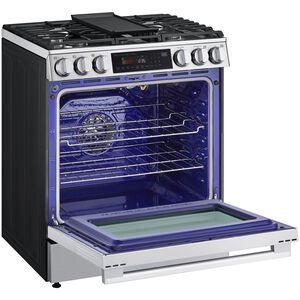 LG 30 in. 6.3 cu. ft. Smart Air Fry True European Convection Slide-In Gas Range with 5 Sealed Burners & Griddle - PrintProof Stainless Steel, , hires