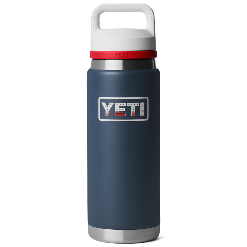 YETI Rambler 26 oz Bottle with Chug Cap - Navy Blue Patriotic Badge, , hires