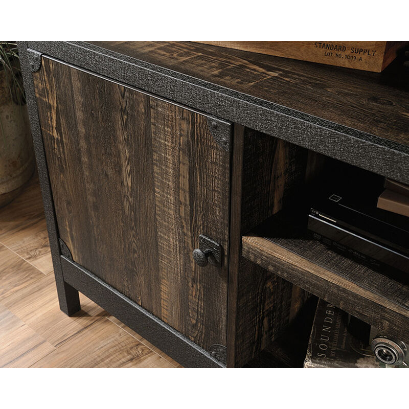 Sauder Industrial TV Stand with 2 Doors and Shelves - Fits TVs up