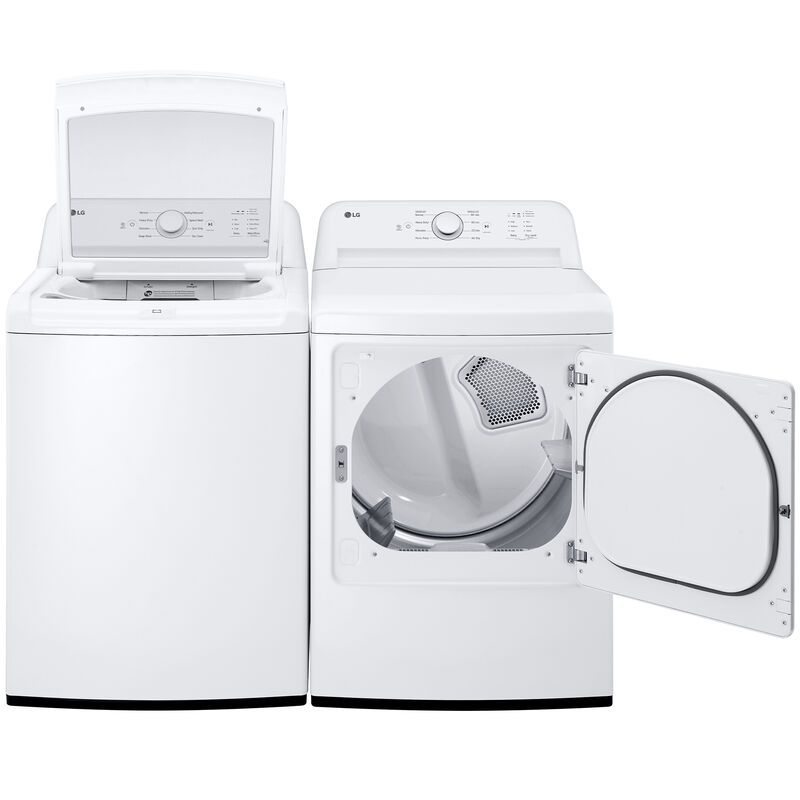 LG 27 in. 7.3 cu. ft. Electric Dryer with FlowSense Duct Clogging Indicator, LoDecibel Quiet Operation & Sensor Dry - White, White, hires