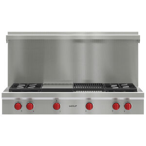 Wolf 48 in. 4-Burner Natural Gas Rangetop with Griddle, Grill & Power Burner - Stainless Steel, , hires