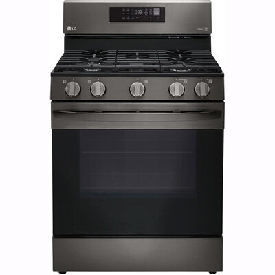 LG 30 in. 5.8 cu. ft. Smart Air Fry Convection Oven Freestanding Gas Range with 5 Sealed Burners & Griddle - Black with Stainless Steel | LRGL5823D