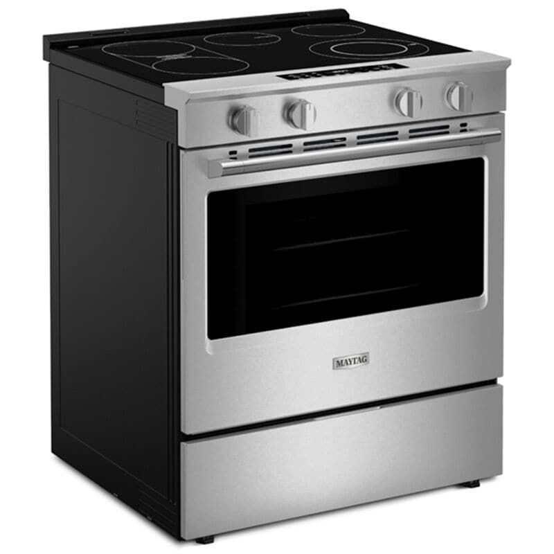 Maytag 30 in. 5.3 cu. ft. Smart Air-Fry Standard Convection Slide-In Electric Range with Radiant Burners, Reversible Grill & Griddle - Fingerprint Resistant Stainless Steel, , hires