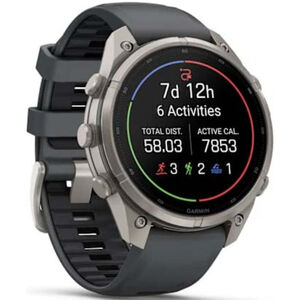 Garmin fenix 9 Pro 47 mm, AMOLED Smart Watch - Titanium with Graphite/Black Silicone Band, , hires