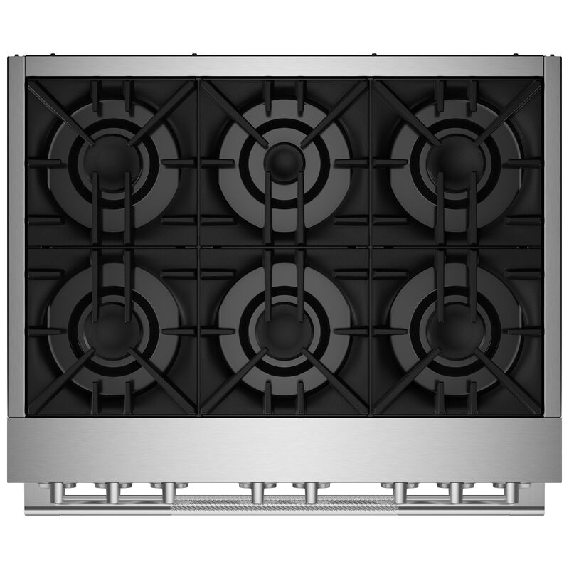 JennAir Rise Series 36 in. 5.1 cu. ft. Smart Convection Oven Freestanding Dual Fuel Range with 6 Sealed Burners - Stainless Steel, , hires