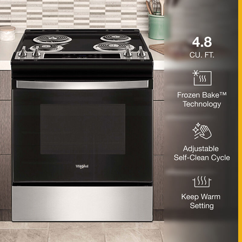Whirlpool 30 in. 4.8 cu. ft. Electric Range with Coil Burners - Stainless Steel, Stainless Steel, hires