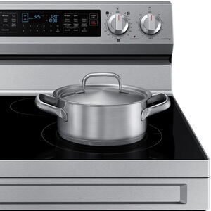 Samsung 30 in. 6.3 cu. ft. Smart Air Fry Standard Convection Double Oven Electric Range with Radiant Burners & Griddle - Stainless Steel, Stainless Steel, hires