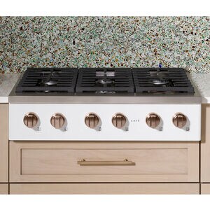 Cafe 36 in. 6-Burner Natural Gas Rangetop with Simmer Burner & Power Burner - Matte White, Matte White, hires