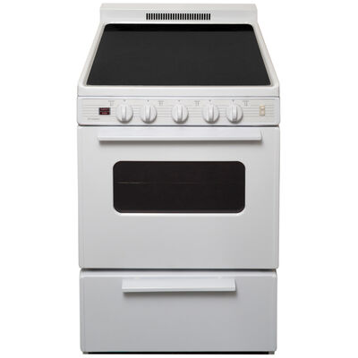 Premier 24 in. 3.0 cu. ft. Oven Freestanding Electric Range with 4 Smoothtop Burners - White | ECS2X0OP