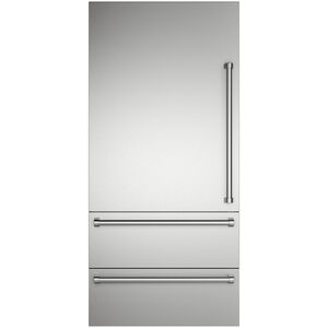 Viking 36 in. Integrated Bottom-Freezer Left Hinge Door Panel Kit with Handle - Stainless Steel, , hires