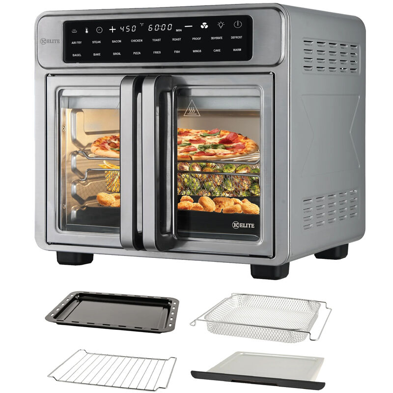 Kitchen Elite 16 Quart French Door Air Fryer Oven Countertop Convection Cooker with LED Display - Stainless Steel, , hires