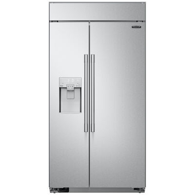 Signature Kitchen Suite 42 in. 25.6 cu. ft. Built-In Smart Counter Depth Side-by-Side Refrigerator with External Ice & Water Dispenser - Stainless Steel | SKSSB4202S