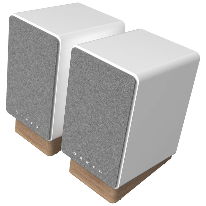 Onkyo 2-Way Powered Bookshelf Speakers (Pair) - White, White, hires