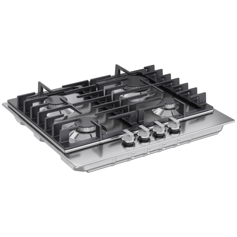 Bosch 300 Series 24 in. 4-Burner Natural Gas Cooktop with Simmer Burner - Stainless Steel, , hires