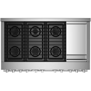 JennAir Noir Series 48 in. 4.1 cu. ft. Smart Convection Double Oven Freestanding Gas Range with 6 Sealed Burners & Griddle - Stainless Steel, , hires