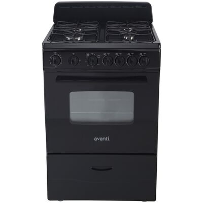 Avanti 24 in. 2.6 cu. ft. Gas Range with 4 Sealed Burners - Black | GR2415CB