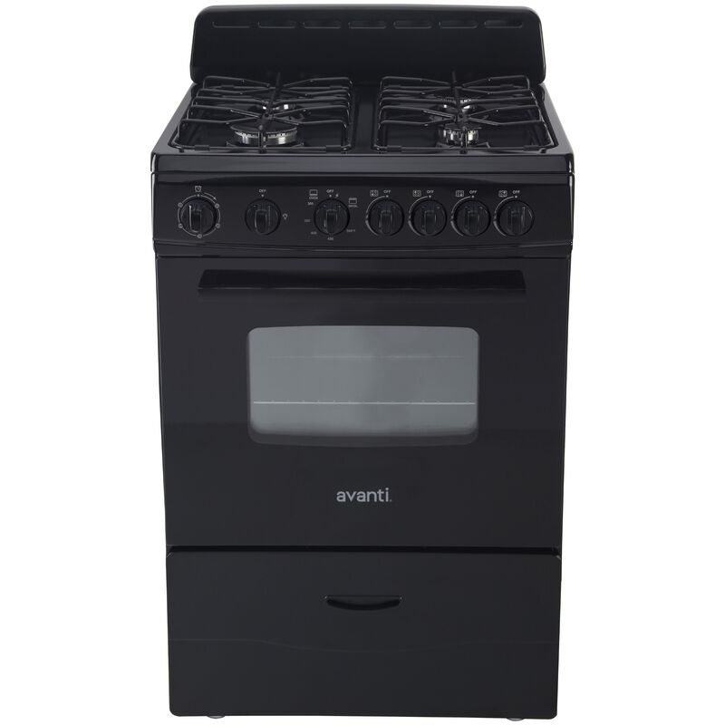 Avanti 24 in. 2.6 cu. ft. Gas Range with 4 Sealed Burners - Black, , hires