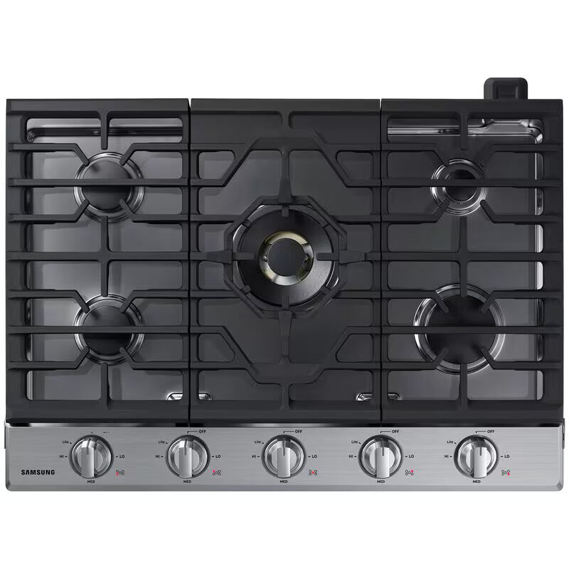 Samsung 30 in. 5-Burner Smart Natural Gas Cooktop with Griddle, Simmer Burner & Power Burner - Black Stainless, Black Stainless, hires