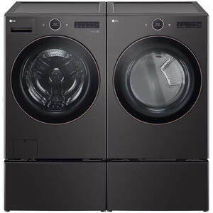 LG 27 in. 7.4 cu. ft. Smart Stackable Gas Dryer with AI Sensor Dry, TurboSteam, Sanitize & Steam Cycle - Black, Black, hires