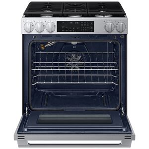 Samsung Bespoke 30 in. 6.0 cu. ft. Smart Air-Fry True European Convection Slide-In Gas Range with 5 Sealed Burners & Griddle - Stainless Steel, Stainless Steel, hires