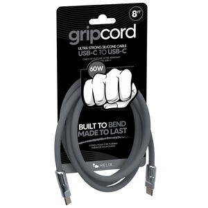 Emerge Technologies Gripcord 8ft Silicone USB-C Cable - Gray, Gray, hires