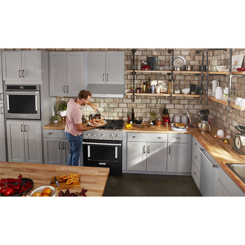 KitchenAid 30 in. 4.1 cu. ft. Smart Convection Oven Freestanding Dual Fuel Range with 4 Sealed Burners - Black, , hires