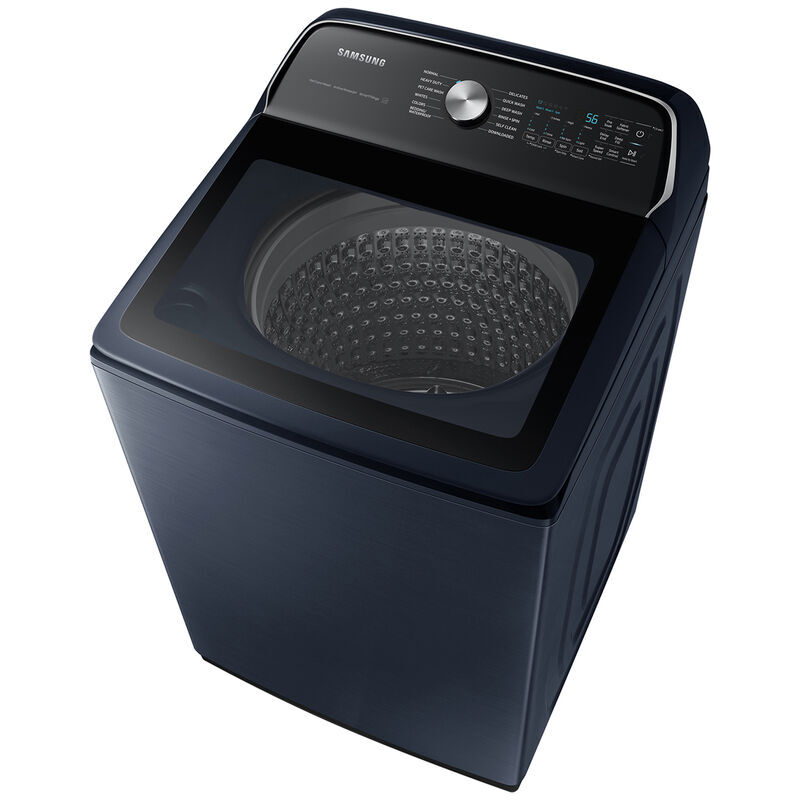 Samsung 27 in. 5.4 cu. ft. Smart Top Load Washer with Pet Care Solution & Super Speed Wash - Brushed Navy, Brushed Navy, hires