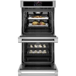 Monogram 27 in. 8.6 cu. ft. Smart Top Control Electric Double Wall Oven with True European Convection - Stainless Steel, , hires