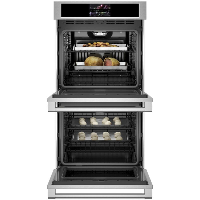 Monogram 27 in. 8.6 cu. ft. Smart Top Control Electric Double Wall Oven with True European Convection - Stainless Steel, , hires
