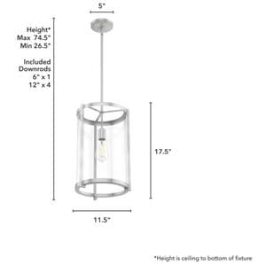 Hunter Astwood 11.5 in. Pendant with Clear Glass - Brushed Nickel, , hires