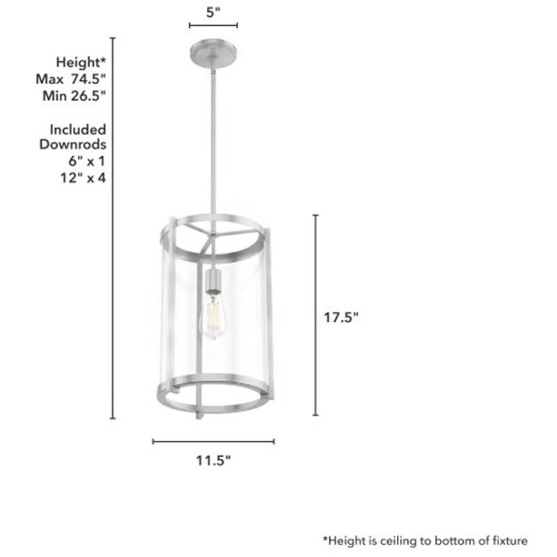 Hunter Astwood 11.5 in. Pendant with Clear Glass - Brushed Nickel, , hires