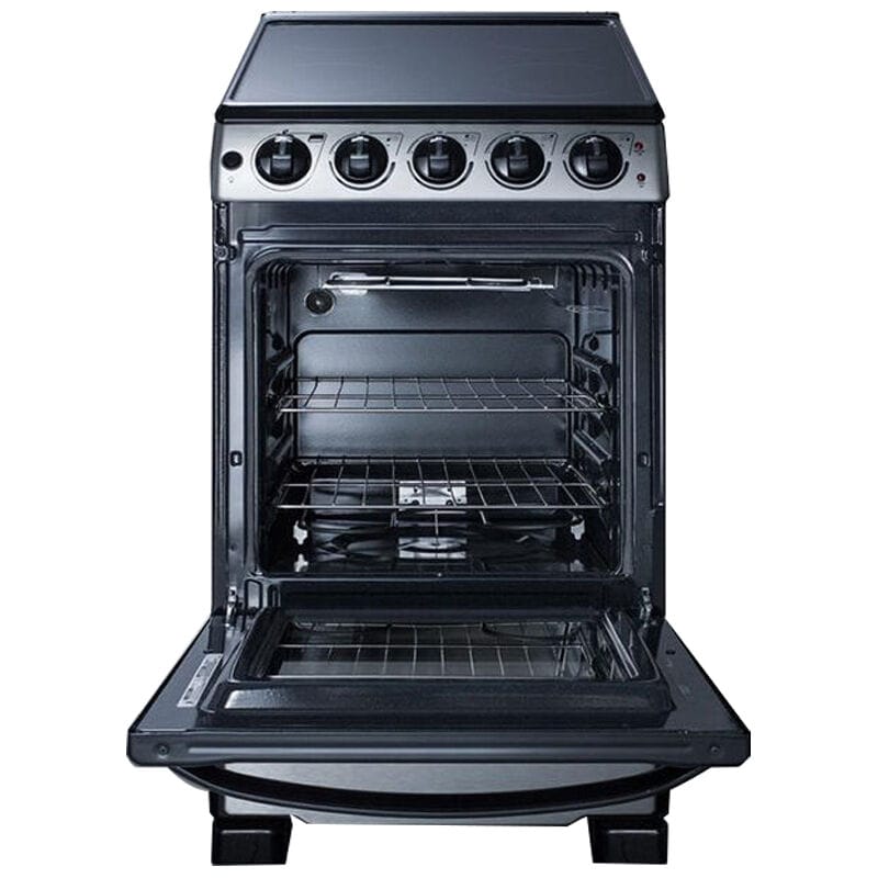 Summit White Pearl Series 20 in. 2.3 cu. ft. Slide-In Electric Range with Smoothtop Burners - Stainless Steel, , hires
