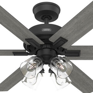 Hunter 52 in. Fonthill Energy Star HunterExpress Ceiling Fan with LED Light Kit & Handheld Remote - Matte Black, Matte Black, hires