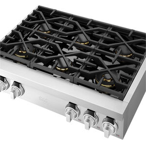 SKS 36 in. 6-Burner Smart Natural Gas Rangetop with Simmer Burner & Power Burner - Stainless Steel, , hires