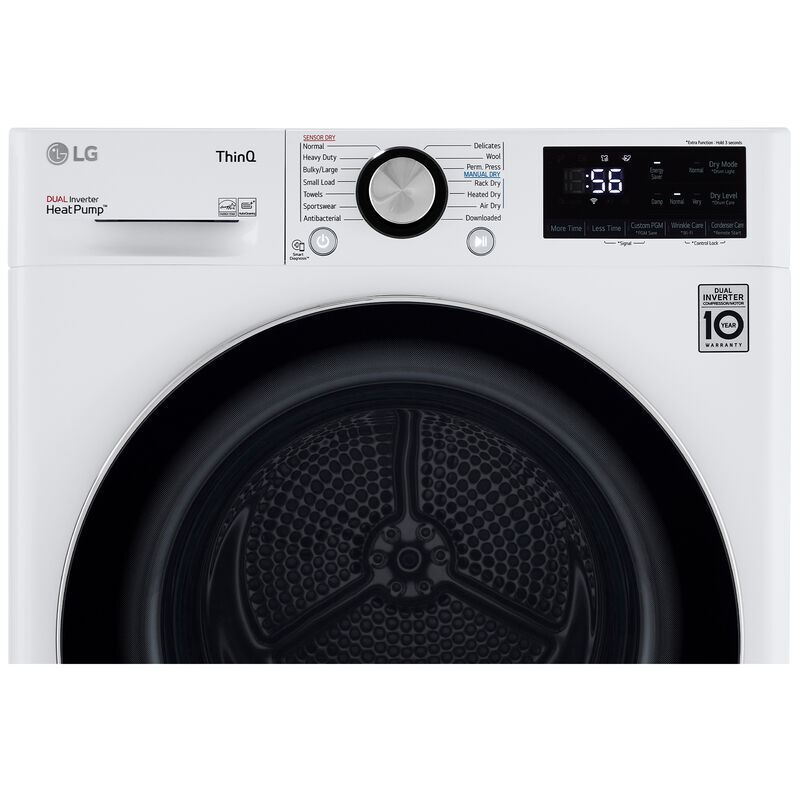 LG 24 in. 4.2 cu. ft. Smart Stackable Ventless Electric Dryer with Heat Pump, Sensor Dry & Sanitize Cycle - White, White, hires