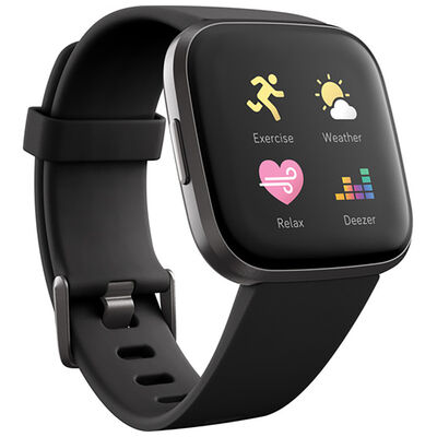 Fitbit Versa 2 Premium Health & Fitness Smartwatch - Black/Carbon Aluminum | FB507BKBK
