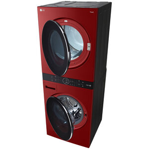LG 27 in. WashTower with 4.5 cu. ft. Washer with 6 Wash Programs & 7.4 cu. ft. Gas Dryer with 6 Dryer Programs, Sensor Dry & Wrinkle Care - Candy Apple Red, Candy Apple Red, hires