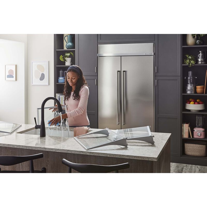 KitchenAid 48 in. 29.4 cu. ft. Built-In Counter Depth Side by Side Refrigerator with Ice & Water Dispenser - Stainless Steel with PrintShield Finish, Stainless Steel with PrintShield Finish, hires