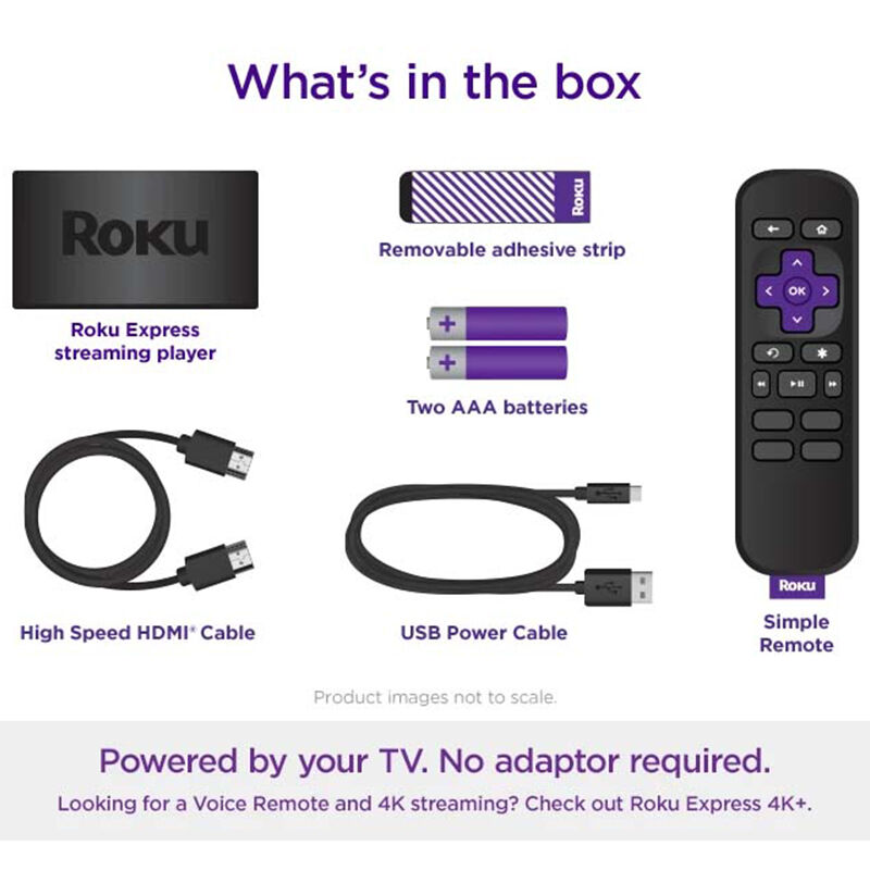 Roku Express (New, 2022) HD Streaming Device with Simple Remote (no TV controls), , hires