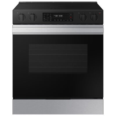 Samsung Bespoke 30 in. 6.3 cu. ft. Smart Air Fry Convection Oven Slide-In Electric Range with 5 Radiant Burners - Stainless Steel | NSE6DG8300SR