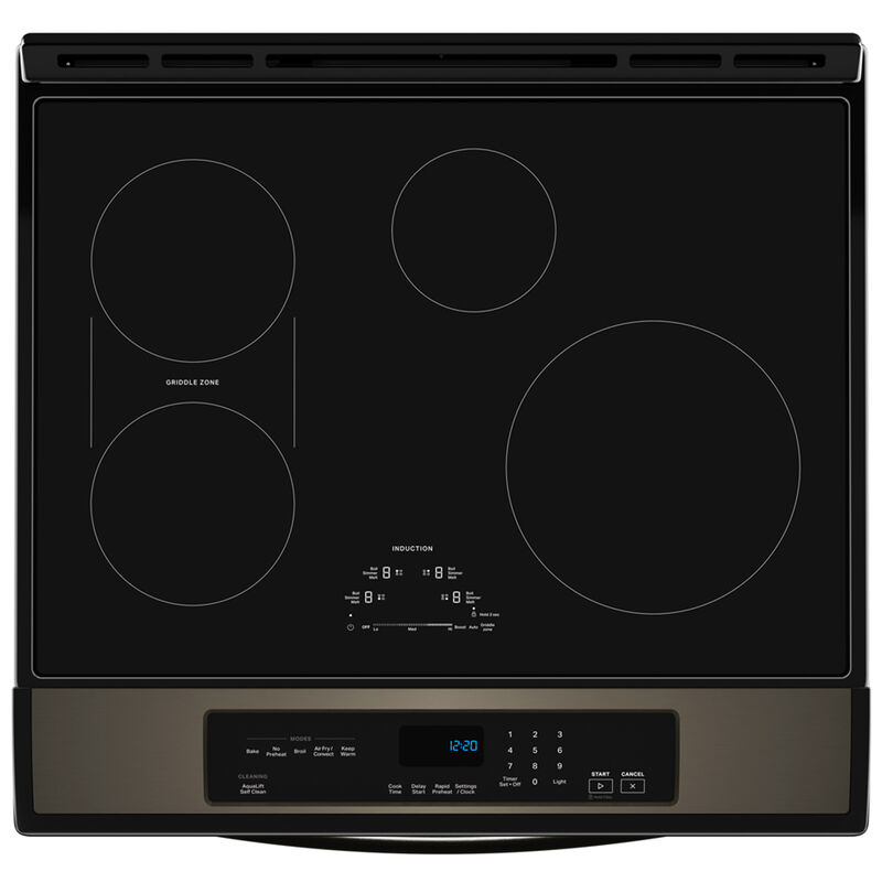 Whirlpool 30 in. 6.4 cu. ft. Air Fry Convection Oven Slide-In Electric Range with 4 Induction Zones - Black with Stainless Steel, Black with Stainless Steel, hires