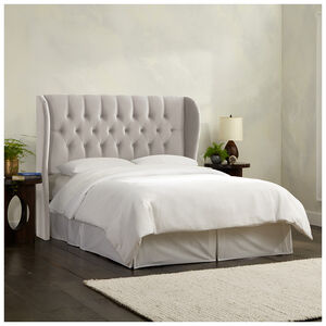 Skyline Furniture Tufted Wingback Velvet Fabric Upholstered King Size Bed - Buckwheat, Buckwheat, hires