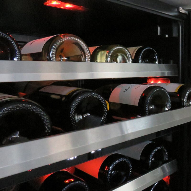 XO 24 in. Undercounter Wine Cooler with Wire Racks, Dual Temperature Zones & 46 Bottle Capacity - Custom Panel Ready, , hires